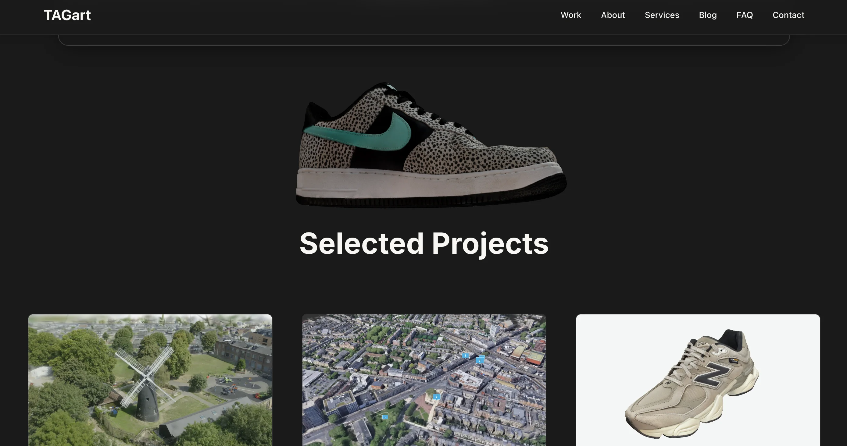 Homepage with Glassmorphic Shoe